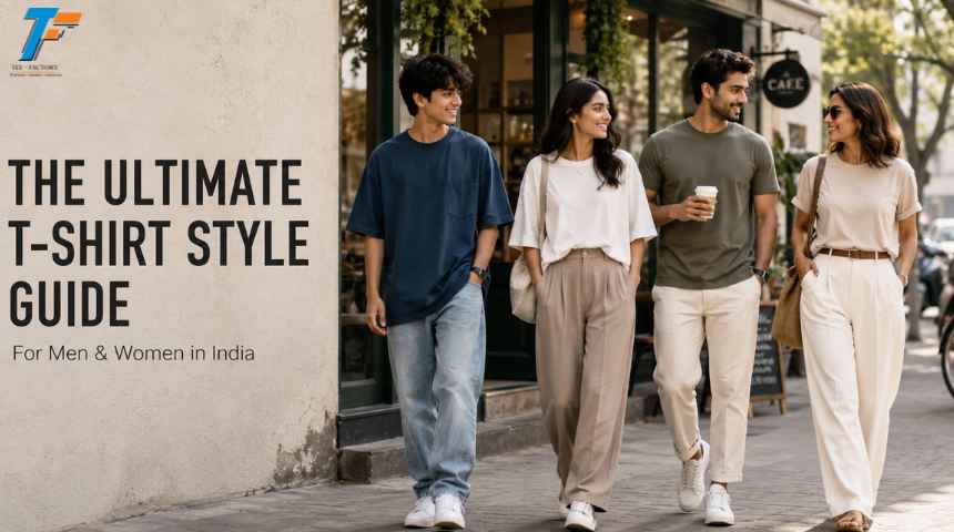 The Ultimate T-Shirt Style Guide for Men and Women in India featuring stylish casual outfits